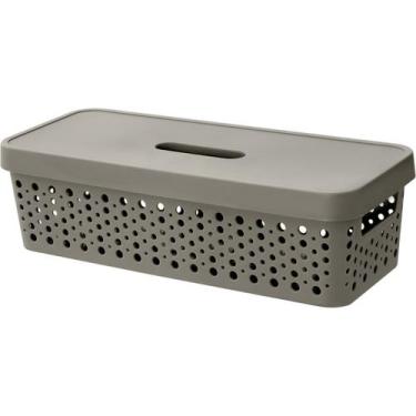 Imagem de Kit 3 Cestos Organizador c/ Tampa Trama Rattan 3,6L Usual - Usual Util