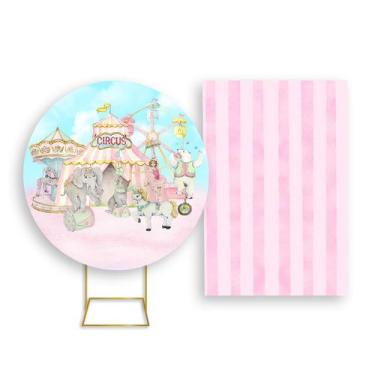 Imagem de Painel De Festa Redondo 1,50x1,50 + Painel Vertical 1,50x2,20 - Circo 