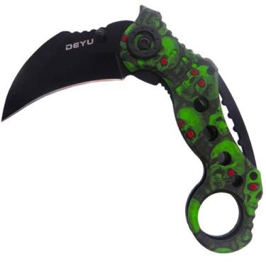 Imagem de Canivete Faca Karambit Combate Tático com Bainha Dobrável Em Inox - De