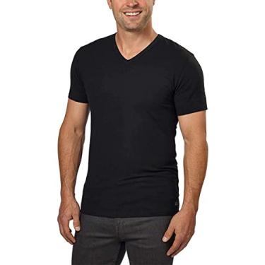 Imagem de Calvin Klein Cotton Stretch Gola V, Camiseta Classic Fit, Masculina (pacote de 3) (Branco ou Preto) (Preto, Médio)