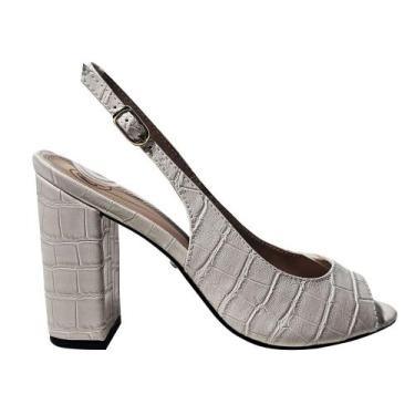 Imagem de Sandália Feminina Elegante Croco Slinback Salto de 9cm - Ana Kross, 36