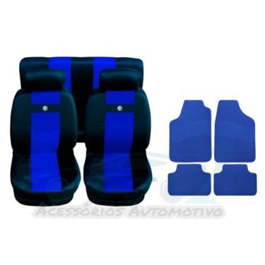Imagem de capa banco carro em nylon azul +tapete para gol 2009 - gj acessorios