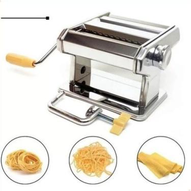 Imagem de Máquina De Fazer Macarrão Cilindro Aço Inox 3 Tipos De Massa - Magalu 