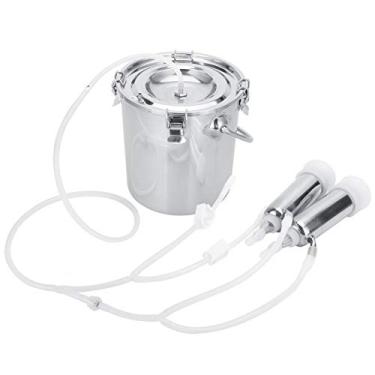 Imagem de Kit de máquina de ordenha elétrica, 7L portátil, ajustável, pulsante, de aço inoxidável, máquina de ordenha, de pulsação, à vácuo, equipamento de ordenha automática para animais de ovelhas, vacas e cabras (EUA)