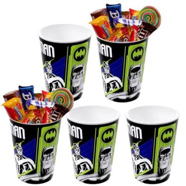 Imagem de  5 Copos Batman Kit para Festa 320ml Sacola Surpresa Infantl - Plasúti