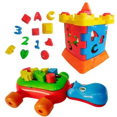 Imagem de Kit 2 brinquedos educativos com peças de encaixar - castelo interativo