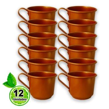 Imagem de Kit 12 Caneca Moscow Mule Alumínio com Pintura Cor Cobre 370ml - Ficon