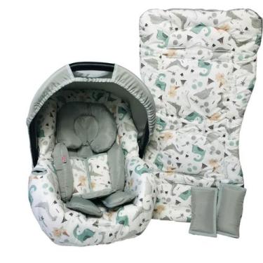 Imagem de Capa bebê conforto+carrinho+redutor - dino cinza - ALAN PIERRE BABY
