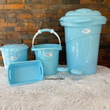 Imagem de Organizador quarto bebê cesto roupa lixeira pedal balde banho - PLASTB