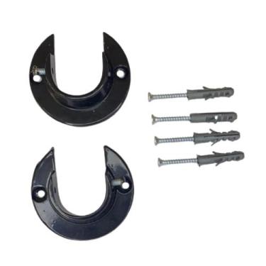 Imagem de Par suporte flange 19mm para cortina de ilhós - preto - DECOR LÍDER