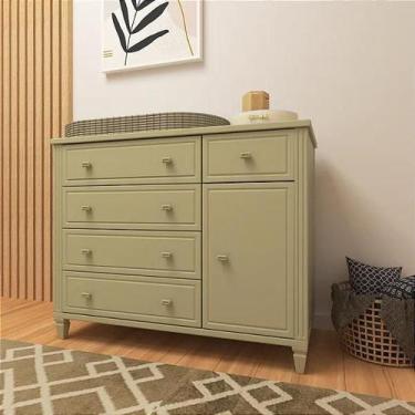 Imagem de Cômoda 5 Gavetas 1 Porta Tudor - Timber Móveis, Verde