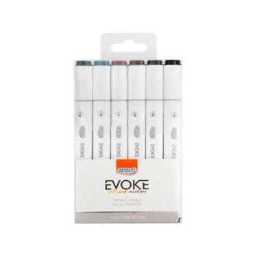 Imagem de Marcador Artístico Brw Evokedual Marker 6 Cores Tons Cinza