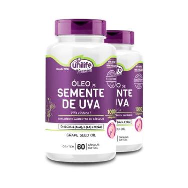 Imagem de Kit 2 Óleo de Semente de Uva 1000mg Unilife 60 Cápsulas