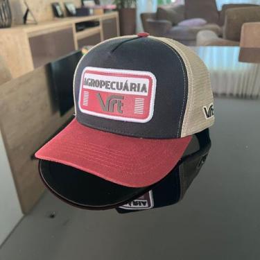 Imagem de Boné Vrt Agropecuária Sarja Preta Com Vinho Aba Inferior Bege