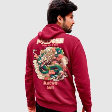 Imagem de Blusa Moletom Genuine Grit Masculina Estampada Algodão 30.1 Dragão Tok