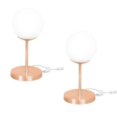 Imagem de Kit 2 Luminárias de mesa abajur Orby Cobre - MARRYLUZ