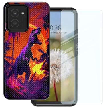 Imagem de RMJKXQZG Capa para celular HMD Vibe com protetor de tela de vidro temperado, capa protetora de TPU macio com tudo incluído, painel de armadura de policarbonato rígido, proteção de estrutura de camada