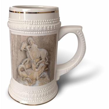 Imagem de 3dRose Espanha, Barcelona, escultura em relevo de São Jorge matando o dragão - Caneca Stein, 530 ml, 650 ml, branca