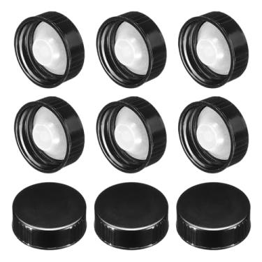 Imagem de PATIKIL Capa de resina fenólica de 33 mm, 144 peças, tampa de rosca, tampa de rosca, rosca fenólica para 33-400 garrafas de cerveja de vidro galão Growler Jarro de galão, preto