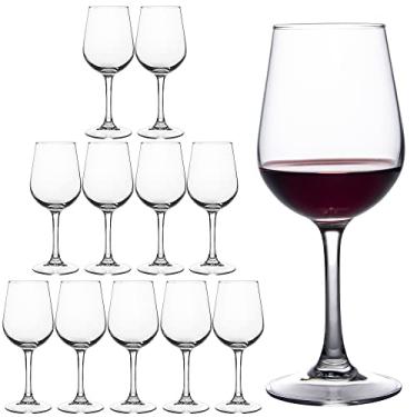 Imagem de FAWLES Taças de vinho totalmente temperadas, conjunto de taças de vinho resistentes a choques para vinho tinto ou branco, taças de haste podem ser lavadas na lava-louças para restaurantes, bares, casa (conjunto com 12, 340 g)