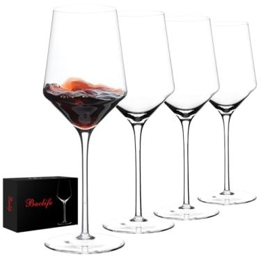 Imagem de BACLIFE Conjunto de taças de vinho tinto sopradas à mão com taças de vinho de cristal premium de 118 – 425 g com haste longa – Presente exclusivo do Dia das Mães, uso diário