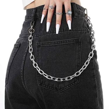Imagem de Tgirls Corrente para calças hip hop – acessório de bolso punk com estrela de jeans gótico para mulheres – chaveiros em camadas de acrílico para calças fofas para homens – acessórios de cintura para o