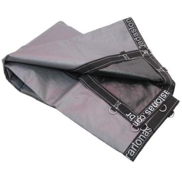 Imagem de Lona 500 micra resistente cinza preta 6x4 + argolas loneiro - Lonas Am