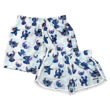 Imagem de Kit Short Casal Stitch Elastano Cominando Verão Praia - mevistop, Stit