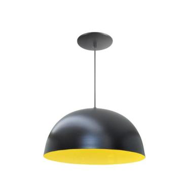 Imagem de Luminária Pendente Meia Lua 24cm Interior Amarelo Com Fiação 110/220v 