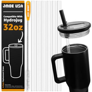 Imagem de Jmoe USA Canudos de 940 ml para copo Hydrojug Traveler | Canudos de plástico de substituição para Hydro Jug 946 ml | Pacote com 6 inclui escova de limpeza | Grau alimentício e livre de BPA |