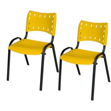 Imagem de Kit Duas Cadeiras Ergonômica Escritório Igreja Recepção Encosto Home O