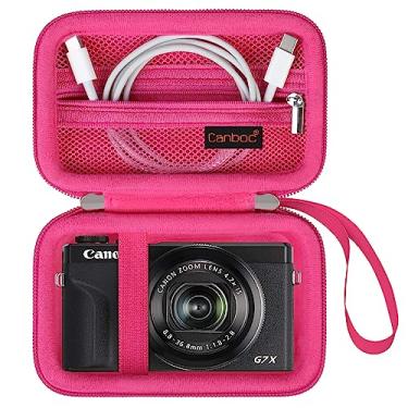 Imagem de Canboc Capa para câmera Canon PowerShot G7 X Mark II/ G7X Mark III Digital 4K Vlogging, bolsa de câmera de vídeo 4K, bolso de malha com zíper para cabo USB, baterias, rosered