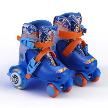 Imagem de Hot Wheels Kids Trainer Skates - Rodas iluminadas, rolamentos ABEC 5, material de PVC durável, forro de espuma para sapatos, perfeito para diversão ativa e aventuras, tamanho EUA 9-12