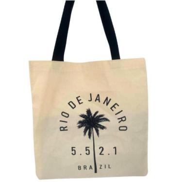 Imagem de Bolsa Ecobag 100% algodão Estampa +55 21 (alça preta) - CARIOCA MAIS