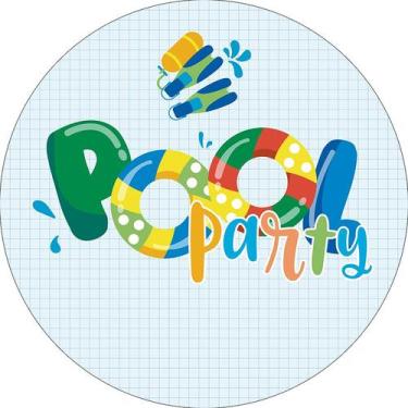 Imagem de Painel De Festa Redondo 1,50x1,50 - Pool Party Piscina Quadriculado 00