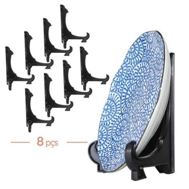 Imagem de Kit Com 8 Peças Suporte Para Pratos e Azulejos Preto 20cm - AC