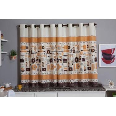 Imagem de Cortina para Decoração de Cozinha Copa Sala de Jantar Oxford Estampada
