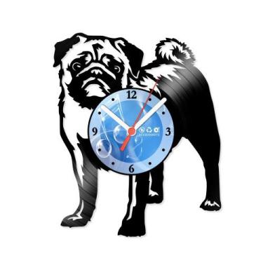 Imagem de Relógio De Parede Disco Vinil Animais - Pug - VAN-069 - Modernarte