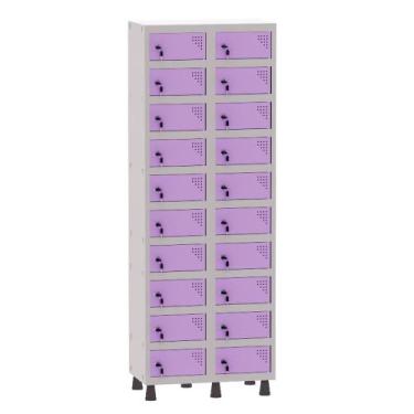 Imagem de Armário Porta Objetos de Aço 2 Vãos 20 Portas Fechadura Pandin 1,90 m 