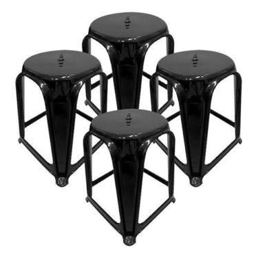 Imagem de Banquinho Banqueta Redonda De Plástico Resistente 4empilhado - unishop