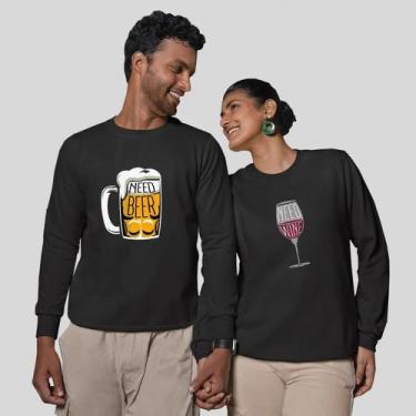 Imagem de Kit 2 Blusas Frio Moletom Careca Sem Capuz Casal Namorados - MP Moda M