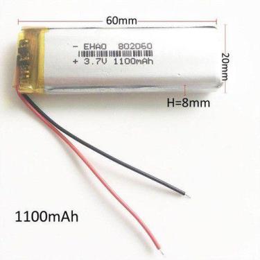 Imagem de 802060 C/ 1100mah 8mmx20mmx60mm 2 Fios 3,7v - KMIG