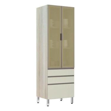 Imagem de Paneleiro 70Cm Vidro Bronze Luci Legno Crema Com Kashmir - LUCIANE