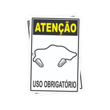 Imagem de  Kit com 2 Placas de Sinalização - Atenção EPI - Uso Obrigatório de Pr