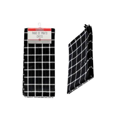 Imagem de Pano de Prato Chess Preto e Branco 70cm TCDO003PT - Hauskraft