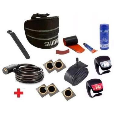 Imagem de Kit Reparo Bicicleta Bolsa De Selim Câmara Ar Espátula + Led, Todas Bi
