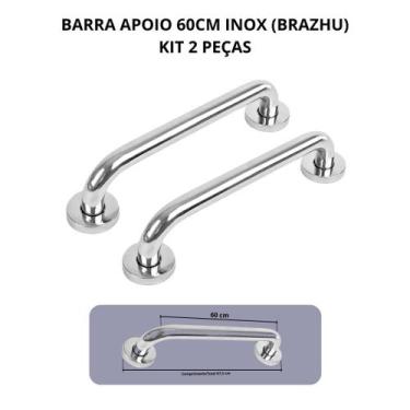 Imagem de Barra de Apoio 60 Cm Inox 2 Peças - Brazhu