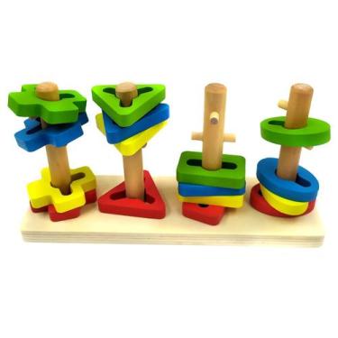Imagem de Brinquedo Educativo Pirâmides Formas Geométricas 17 Peças - GURU