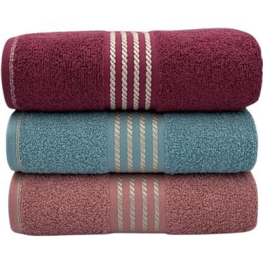 Imagem de Kit Com 03 Toalhas De Banho Gigante / Banhão Quasar - Rubi/Azul/Rosa -