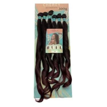 Imagem de Cabelo Cherey Bio Fibra Liso Ondulado Perla 6x 60cm 300g, Ombre acaju